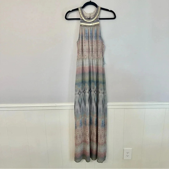Charlie Jade Ava Multicolored Sleeveless Beaded Neck Maxi Dress Size XS NWT  - www.panoramagroup.in